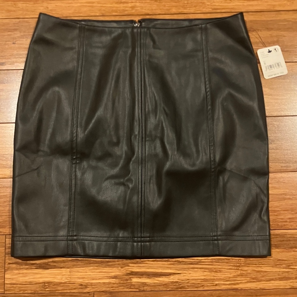 Free People Black Leather Skirt